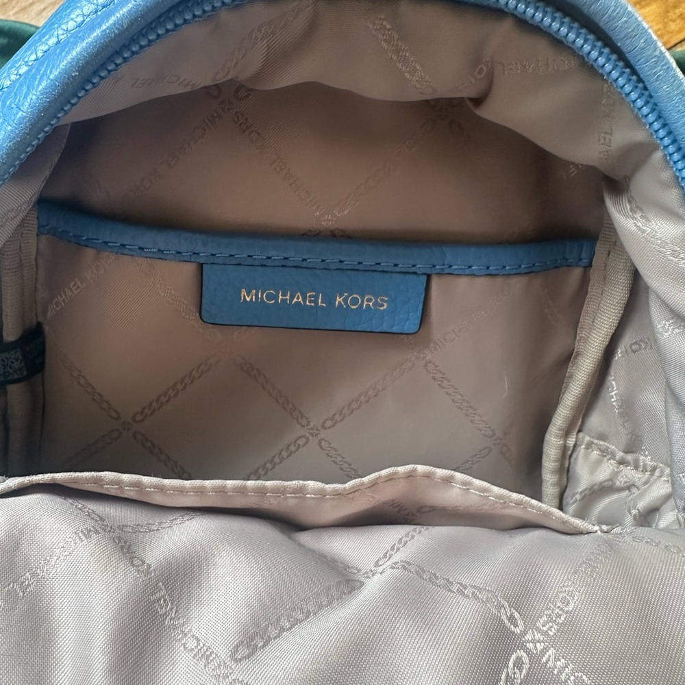 Michael Kors Bright Blue Pebbled Leather Mini Backpack with Chain Detail - Picture 7 of 7